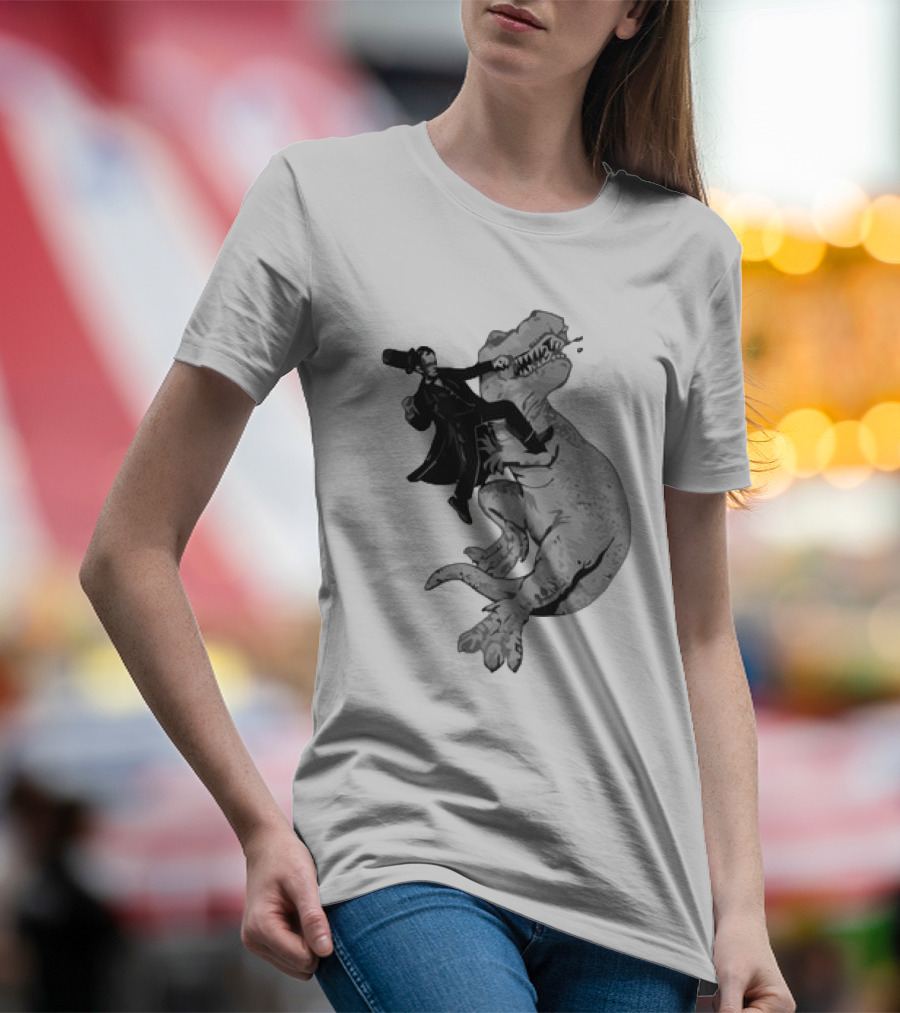 Punching ARex Like A Boss Victorian Gentleman Fighting Dinosaur T-Shirt