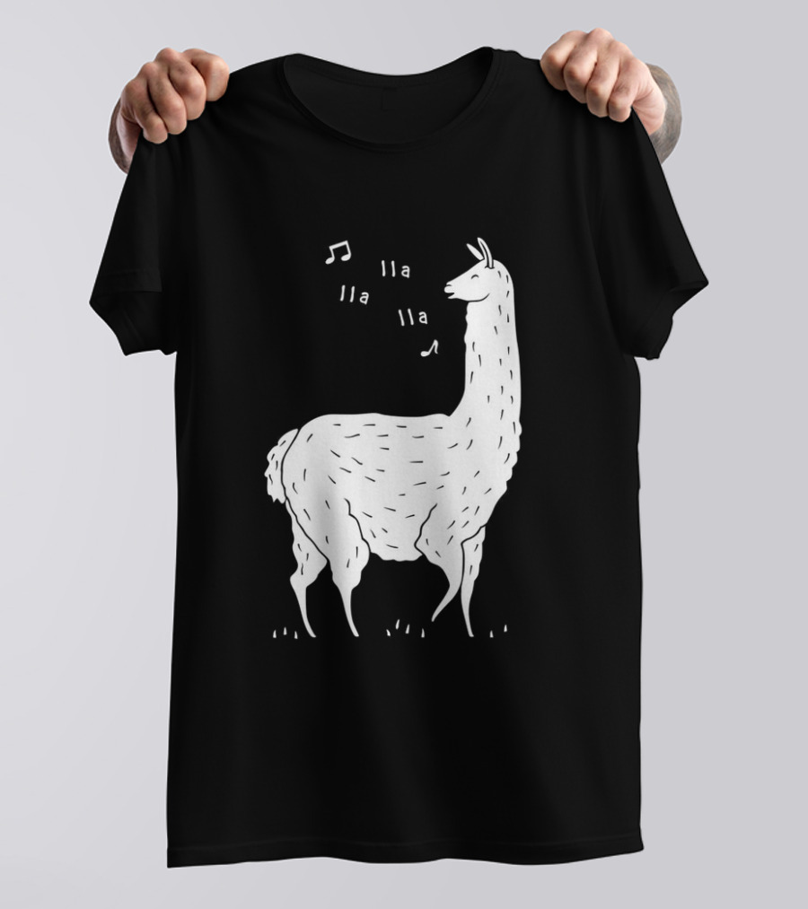 LLAMAS AND MUSICAL NOTES LLA LLA SONG OF THE LLAMA T-Shirt