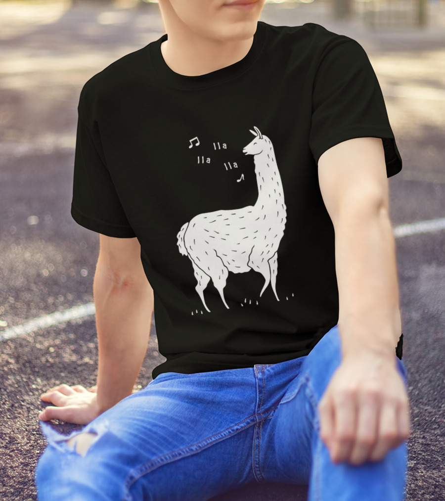 LLAMAS AND MUSICAL NOTES LLA LLA SONG OF THE LLAMA T-Shirt