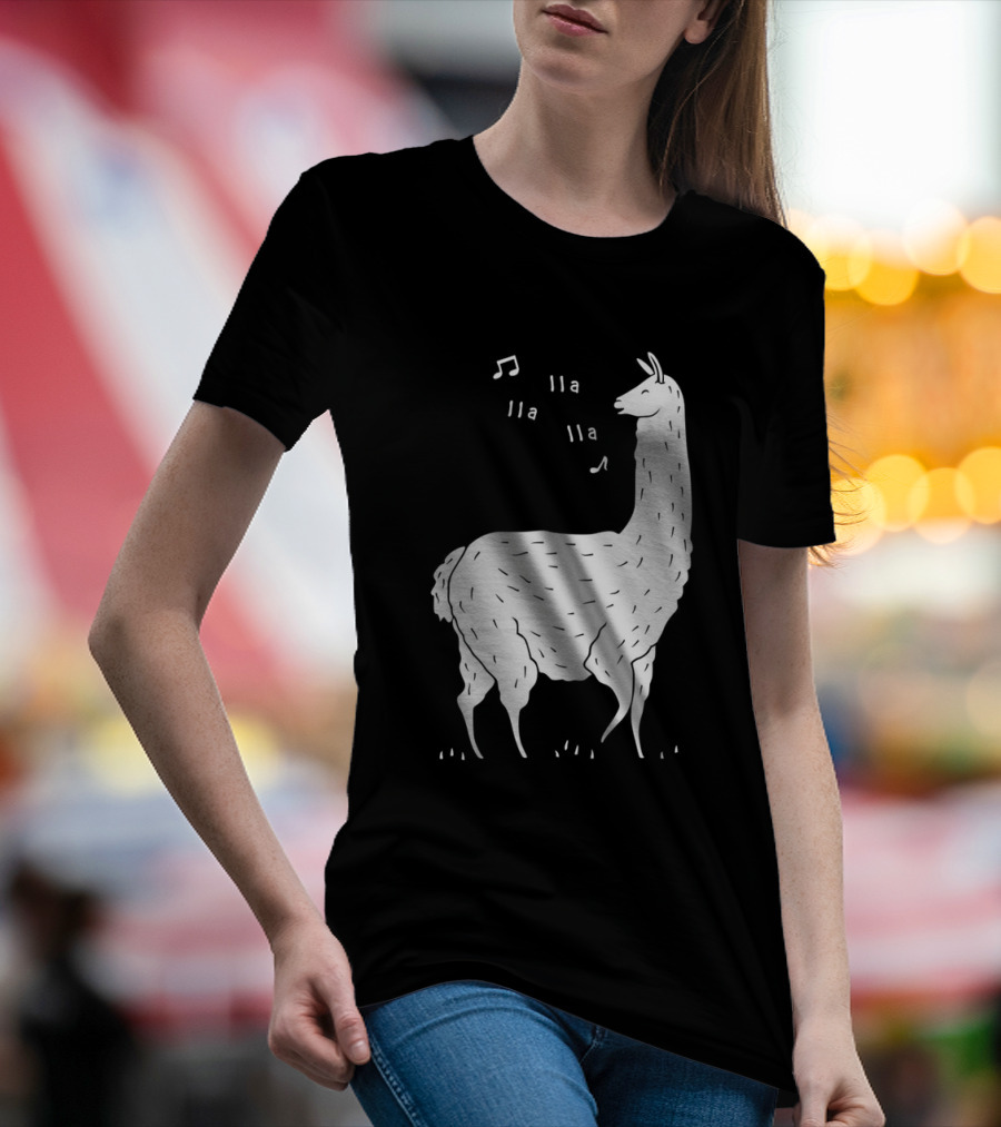 LLAMAS AND MUSICAL NOTES LLA LLA SONG OF THE LLAMA T-Shirt