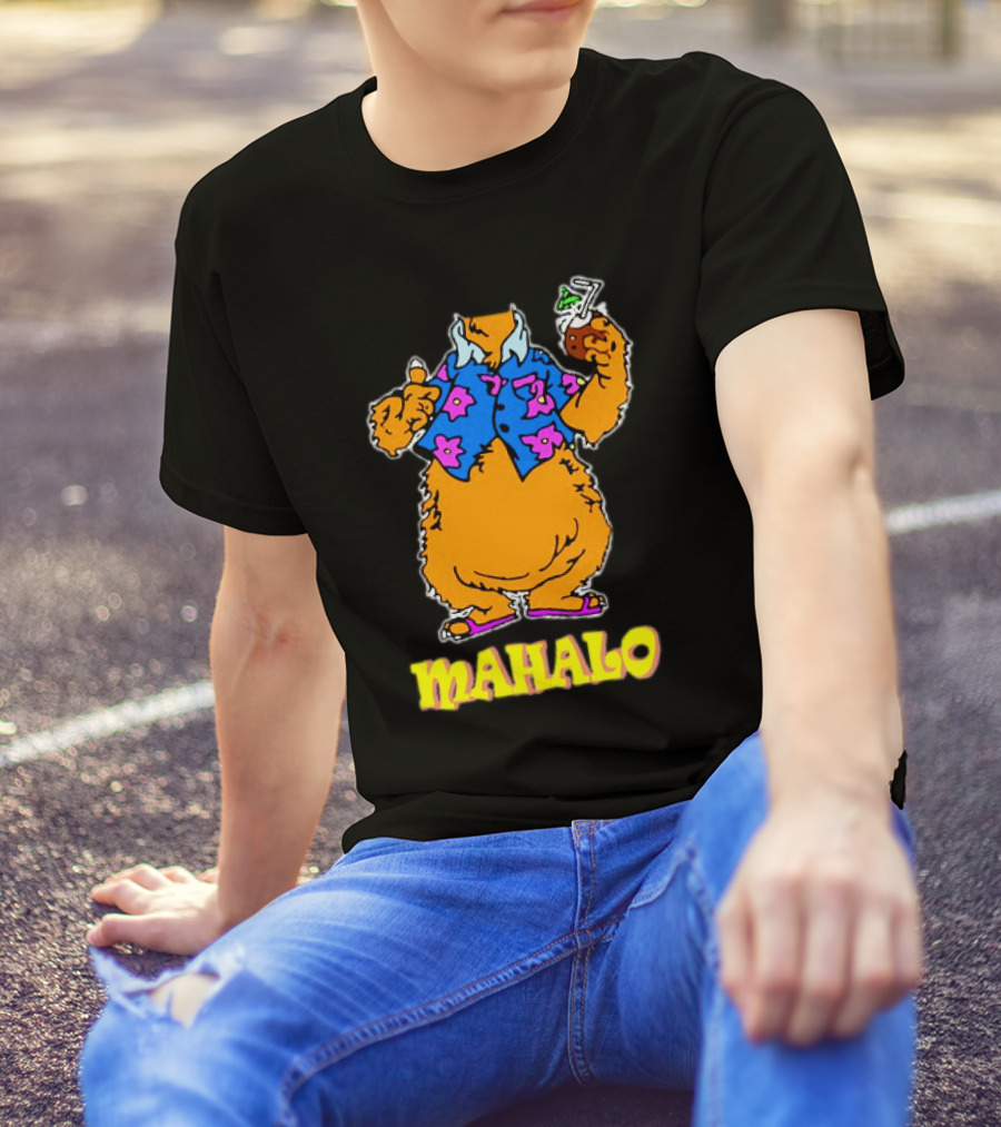 Tammy Mahalo Tropical Bear In Hawaiian Shirt With Drink T-Shirt