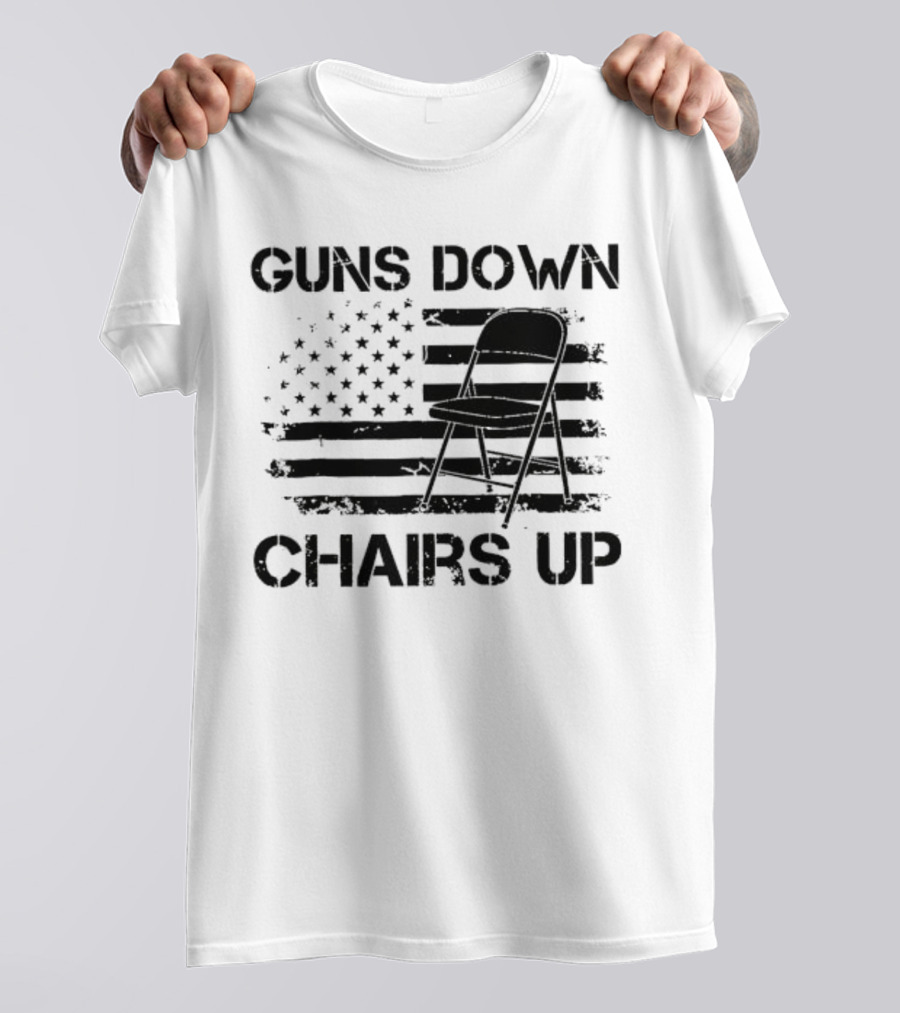 Guns Down Chairs Up American Flag Folding Chair T-Shirt