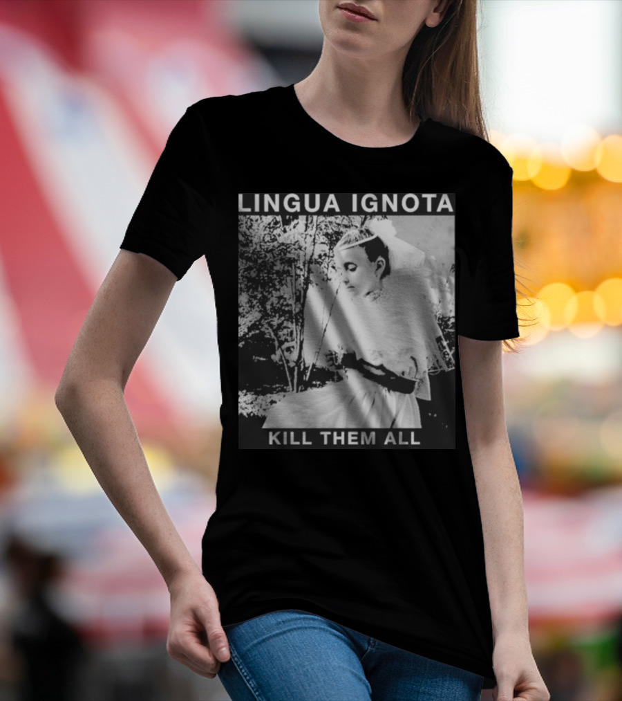 LINGUA IGNOTA KILL THEM ALL Veiled Bride Prayerful Pose T-Shirt