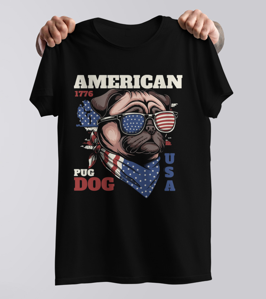 AMERICAN PUG DOG 1776 USA T-Shirt