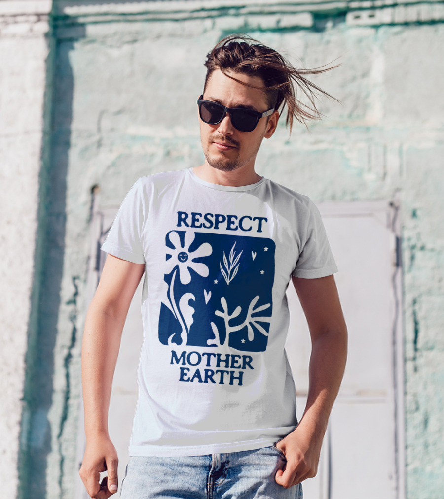 Respect Mother Earth Flower Stars Boho T-Shirt