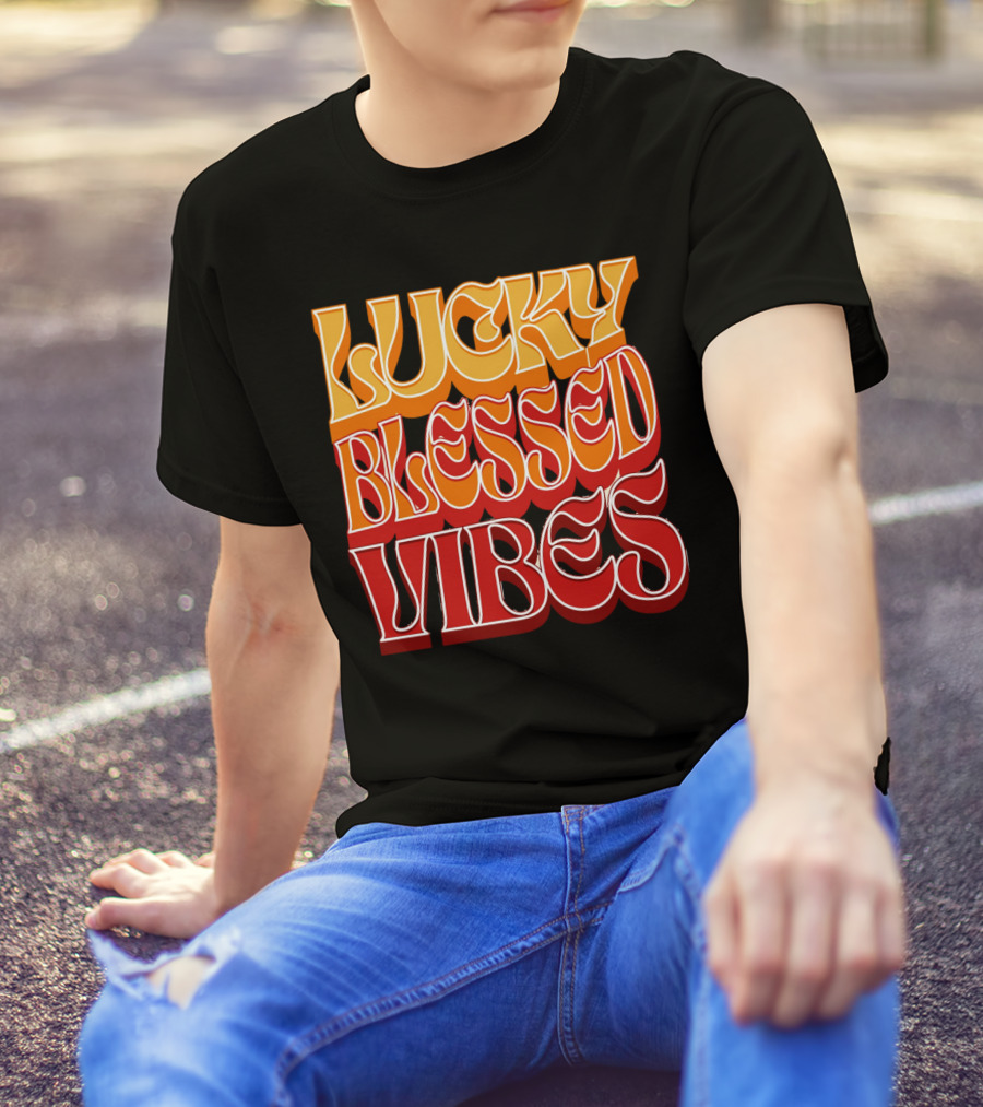 Lucky Blessed Vibes Retro T-Shirt