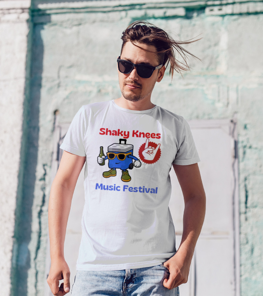 Shaky Knees Music Festival Cooler Character With Sunglasses And Rock Hand T-Shirt