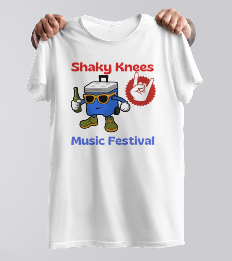 Shaky Knees Music Festival Cooler Character With Sunglasses And Rock Hand T-Shirt