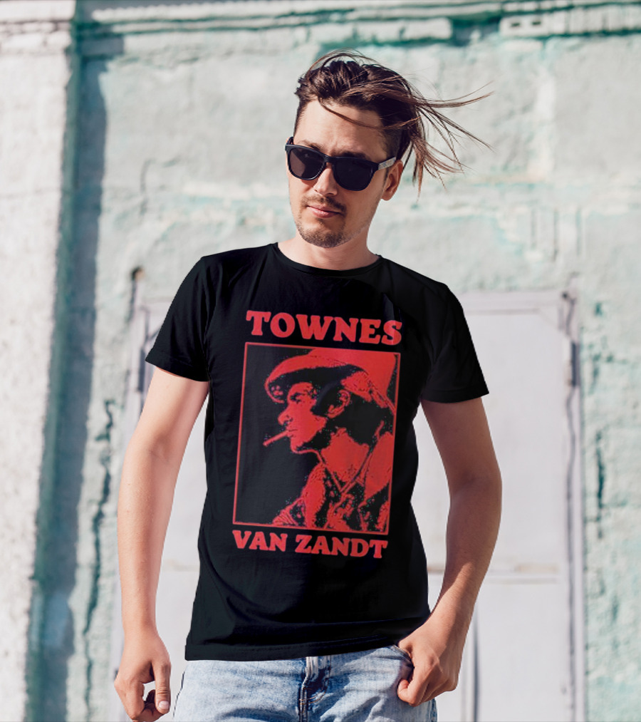 TOWNES VAN ZANDT VINTAGE RED SILHOUETTE IMAGE T-Shirt