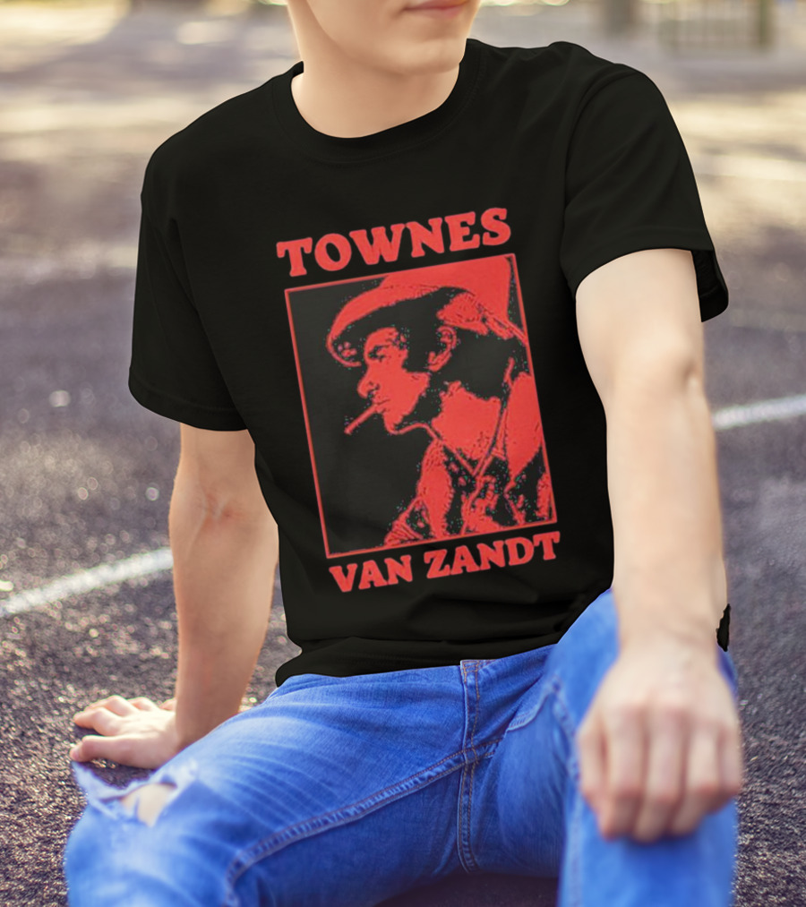 TOWNES VAN ZANDT VINTAGE RED SILHOUETTE IMAGE T-Shirt