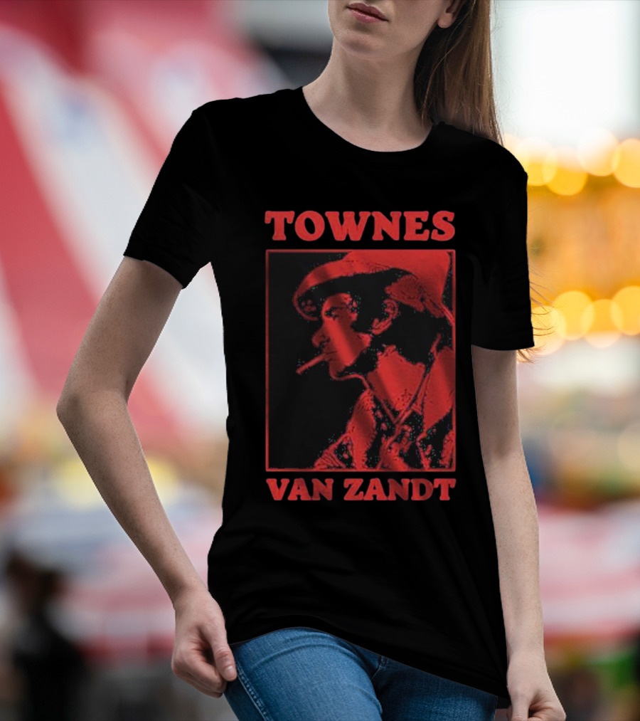 TOWNES VAN ZANDT VINTAGE RED SILHOUETTE IMAGE T-Shirt