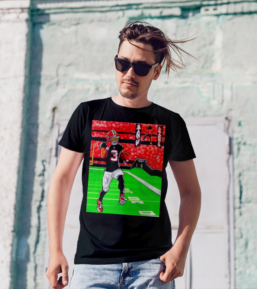 Stand Up Ludacris Football Player Number 3 On Green Field T-Shirt
