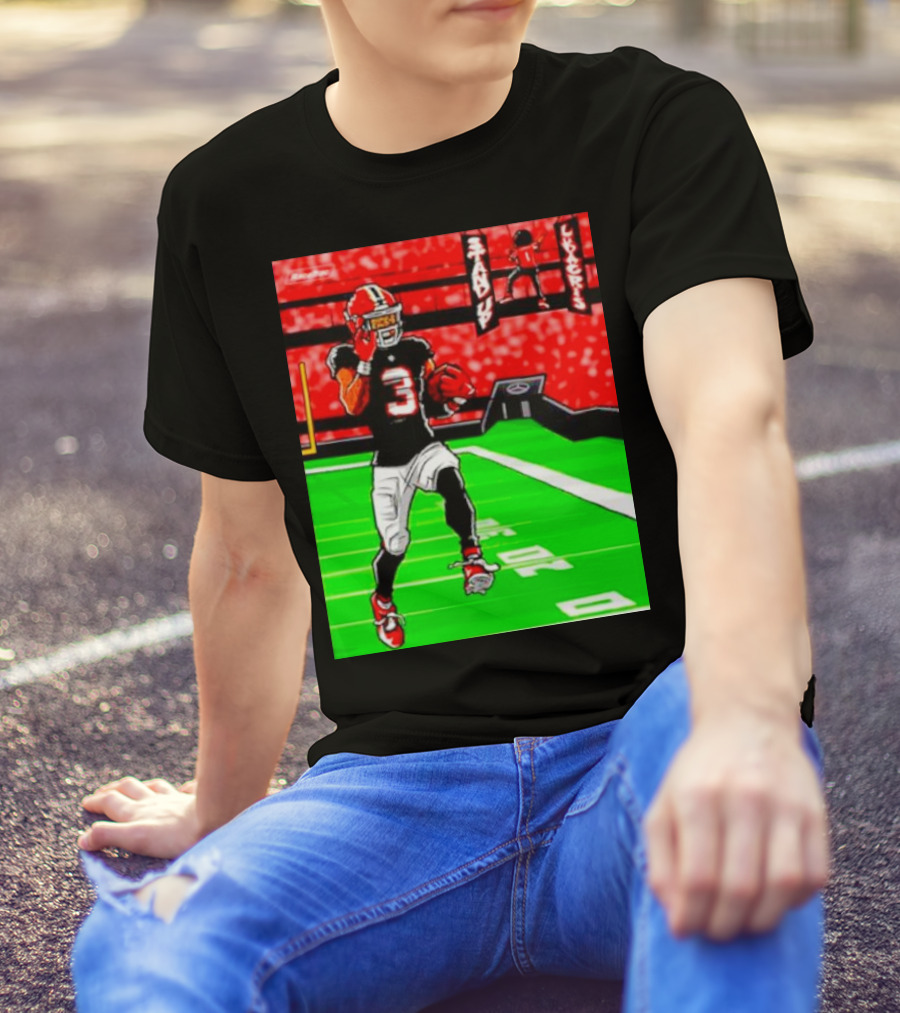 Stand Up Ludacris Football Player Number 3 On Green Field T-Shirt