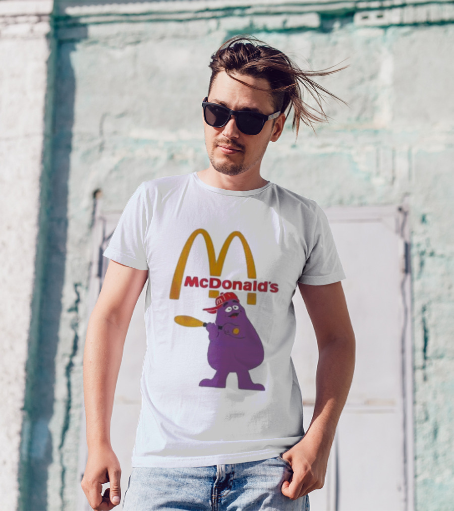 Grimace McDonald's Baseball Cap And Bat T-Shirt