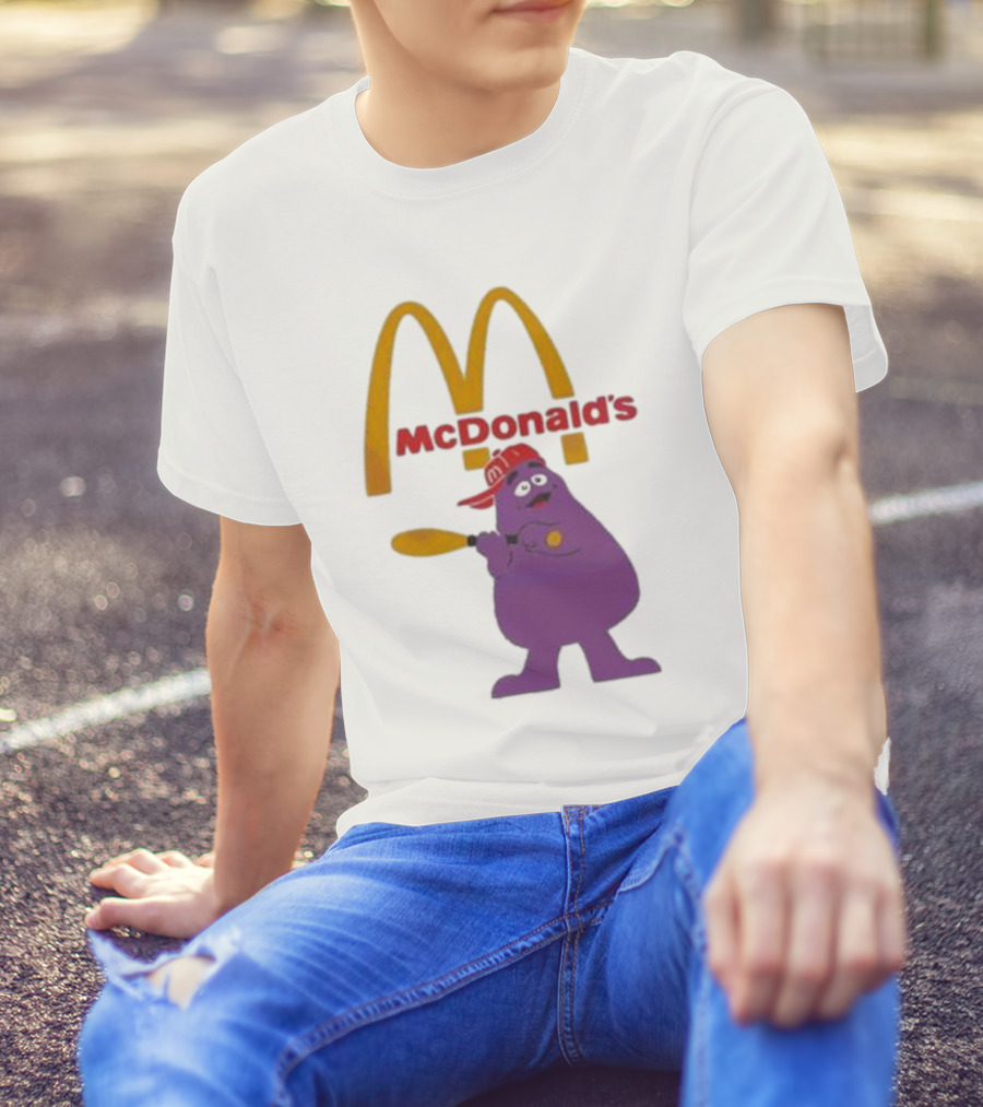 Grimace McDonald's Baseball Cap And Bat T-Shirt