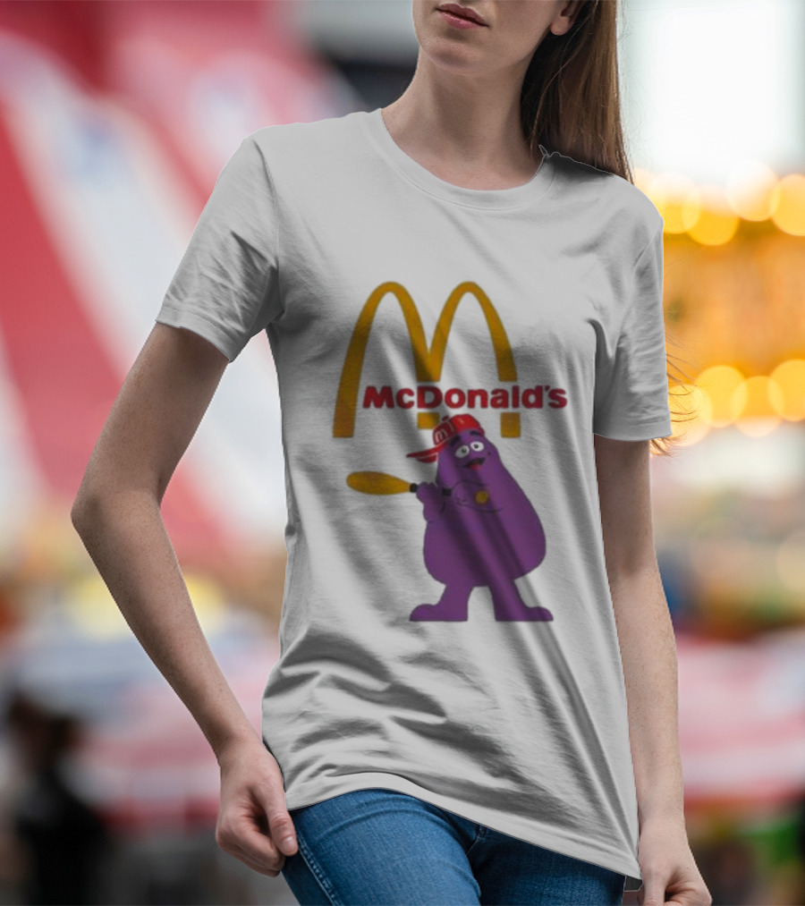 Grimace McDonald's Baseball Cap And Bat T-Shirt