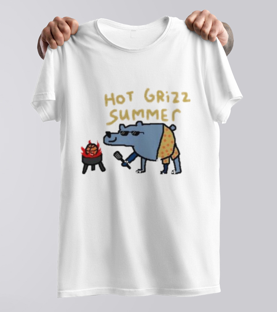 Hot Grizz Summer Sunglasses Bear Grilling Basketball On Fire T-Shirt