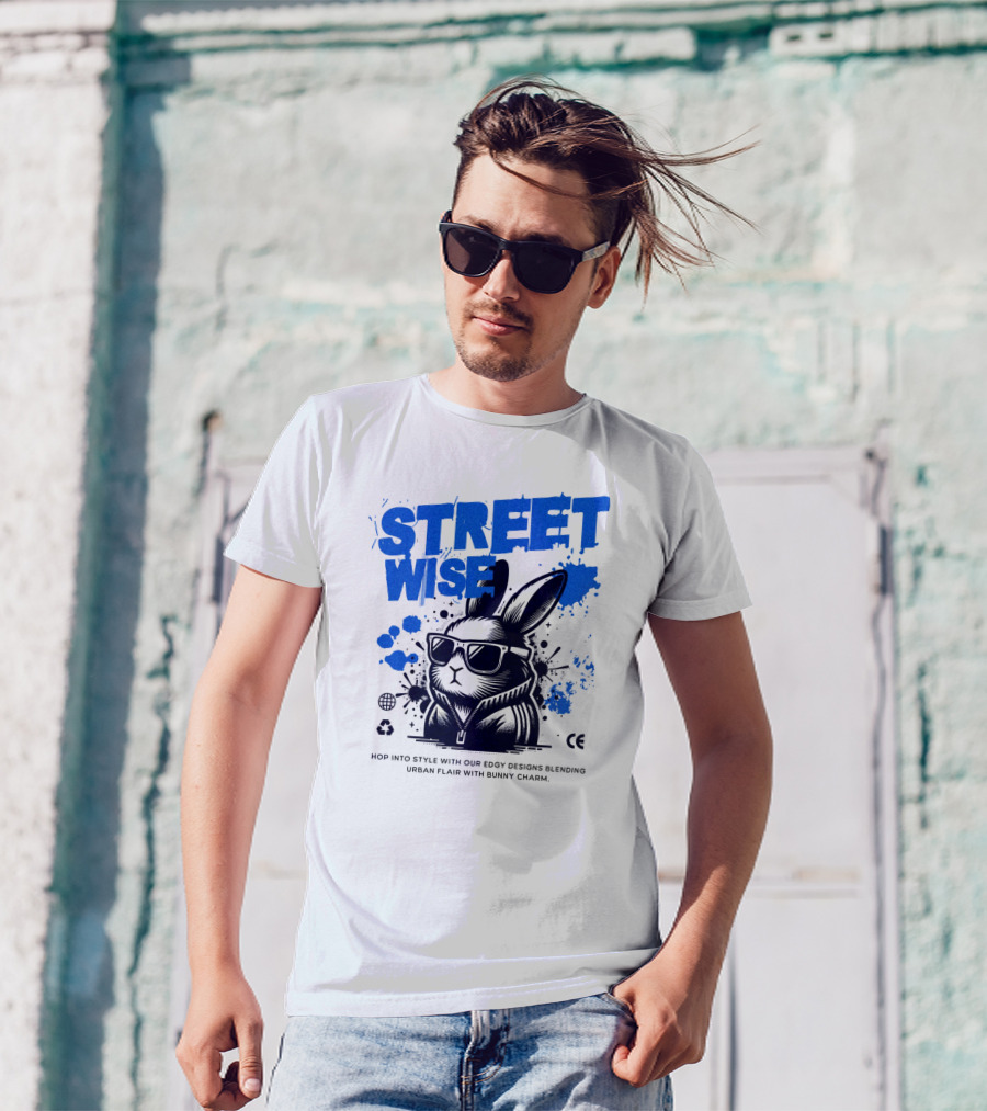 STREET WISE Urban Flair Bunny Charm Hip Hop T-Shirt