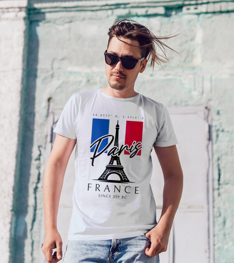 Paris France Eiffel Coordinates Since 259 BC T-Shirt