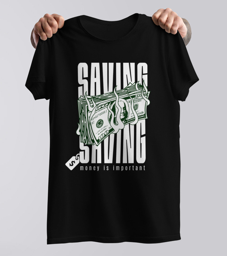 Saving Money Is Important Burning Dollar Stack T-Shirt