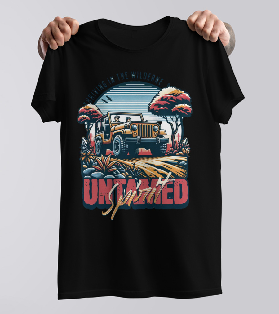 Riding In The Wilderness Untamed Spirit Adventure Jeep T-Shirt