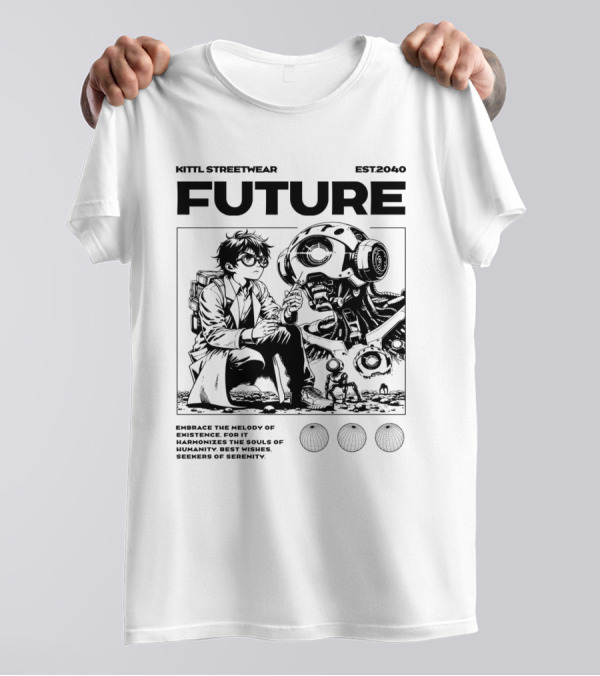 Kittl Streetwear Future EST2040 Melody Of Existence Humanity Serenity T-Shirt
