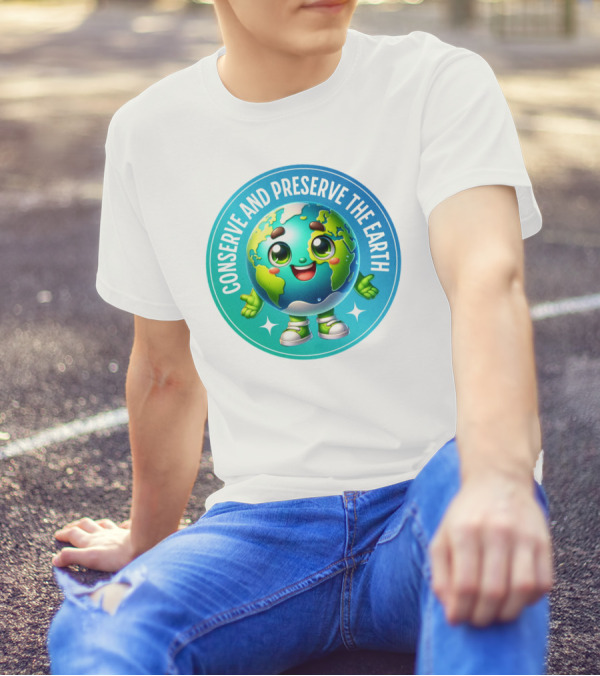 Conserve And Preserve The Earth Retro Earth Day Celebration Mascot T-Shirt