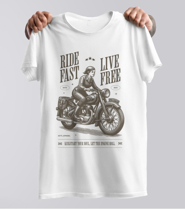 Ride Fast Live Free Kickstart Your Soul Let The Engine Roll Vintage Motorcycle T-Shirt