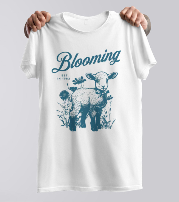Blooming Vintage Style Est. In 1982 Lamb And Flowers T-Shirt