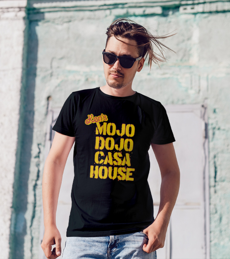 Ken's Mojo Dojo Casa House Yellow Grunge Text T-Shirt