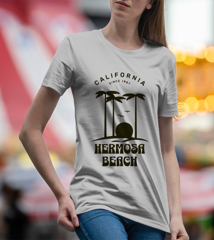 Hermosa Beach California Since 1907 Palm Trees Sunset T-Shirt