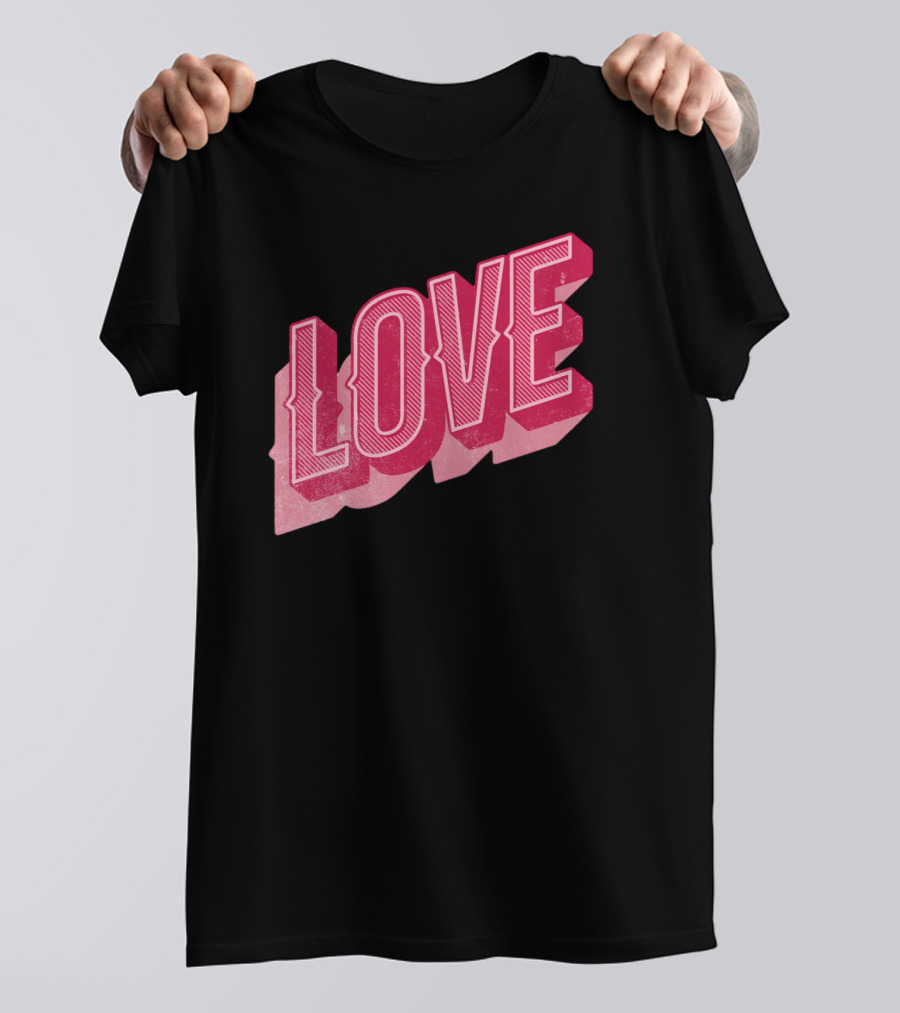 Retro Love Lettering Typography Valentines Day T-Shirt