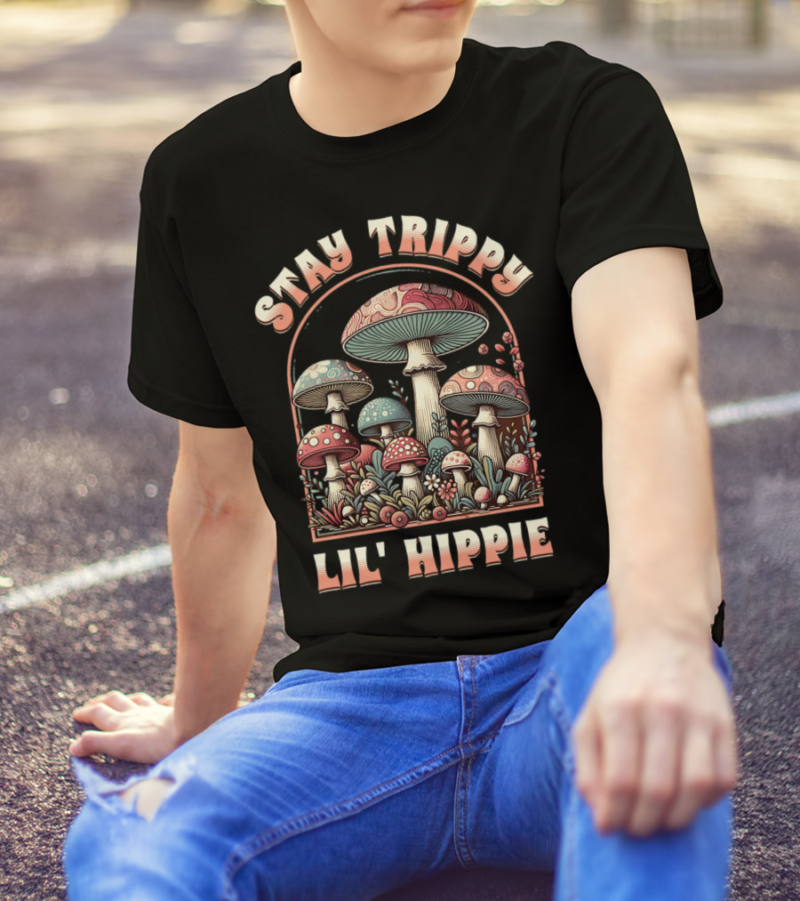 Stay Trippy Lil' Hippie Boho Groovy Mushroom T-Shirt