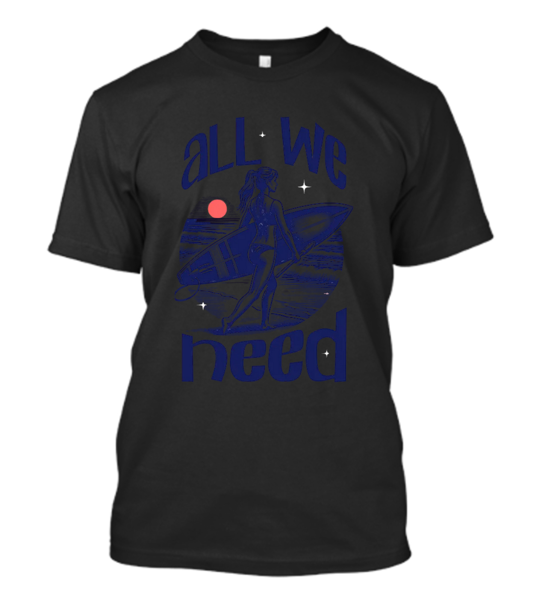 All We Need Surfer Moonlit Beach Vintage T-Shirt