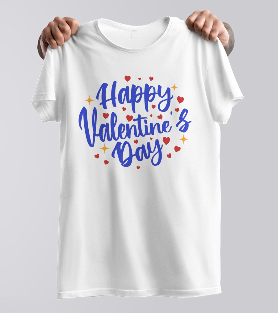 Happy Valentine's Day With Bright Hearts And Stars T-Shirt