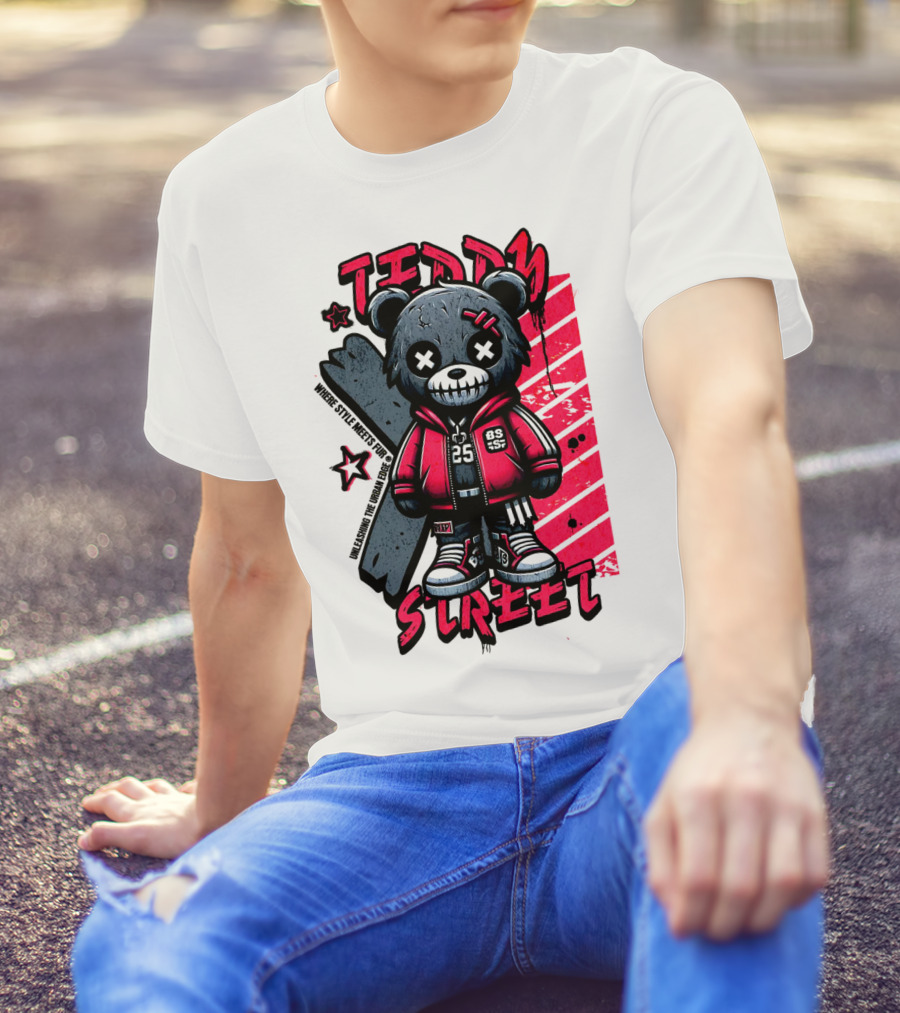 Teddy Street 85 Haunted Teddy Bea With Grunge Style Elements T-Shirt
