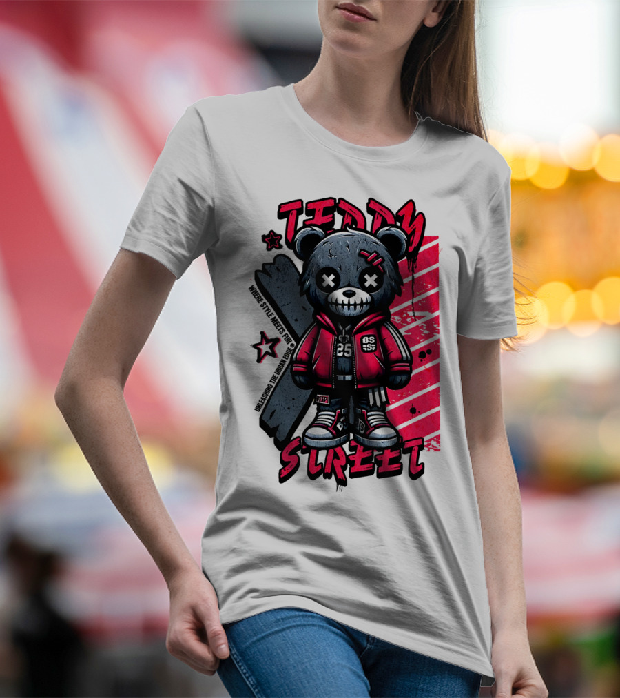 Teddy Street 85 Haunted Teddy Bea With Grunge Style Elements T-Shirt