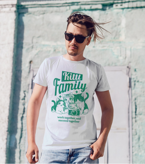 Kittl Family Work Together And Succeed Together Cats With Camera T-Shirt