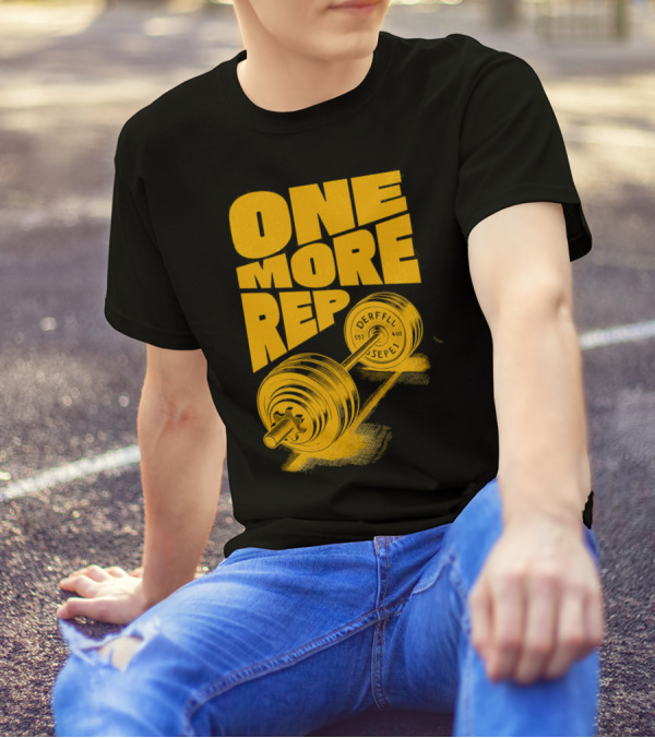 ONE MORE REP 552 DERFFIL SEPEL Barbell Motivation T-Shirt