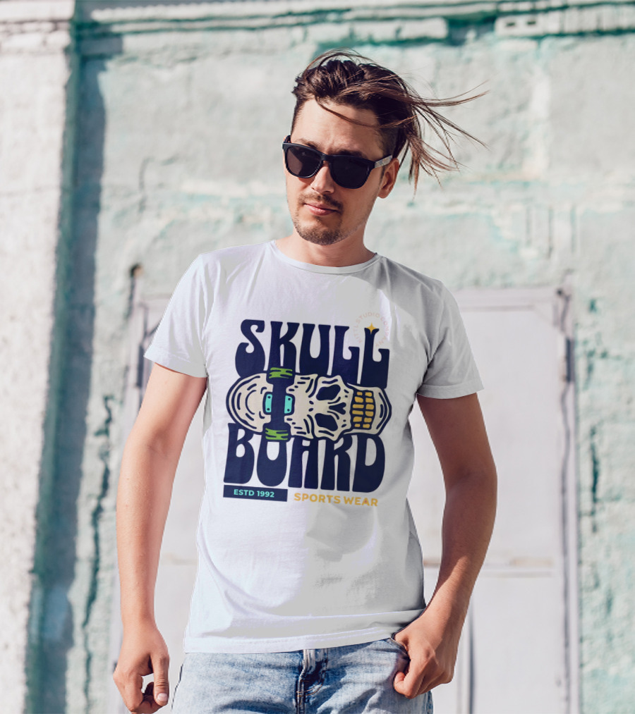 SKULL BOARD ESTD 1992 SPORTS WEAR KTTTL STUDIO COMPANY T-Shirt