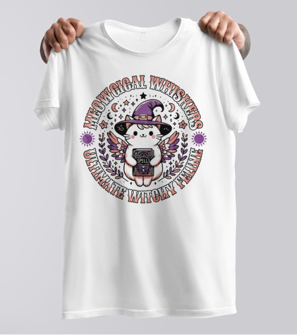 Meowgical Whiskers Ultimate Witchy Feline Spells Cute Halloween Cat T-Shirt