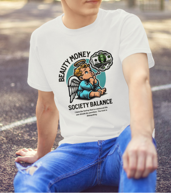 BEAUTY MONEY SOCIETY BALANCE Angel Dreaming Dollar Halo T-Shirt
