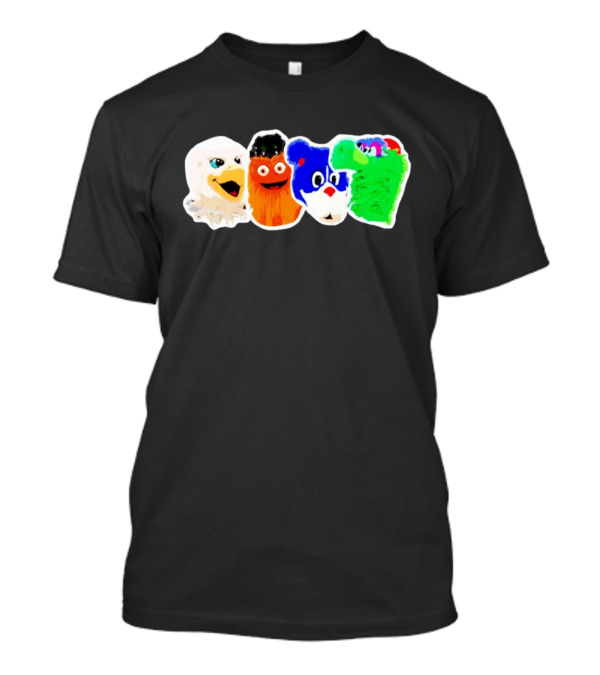 Philadelphia Sports Mascots Characters Eagles Flyers Phillies Furry Faces T-Shirt