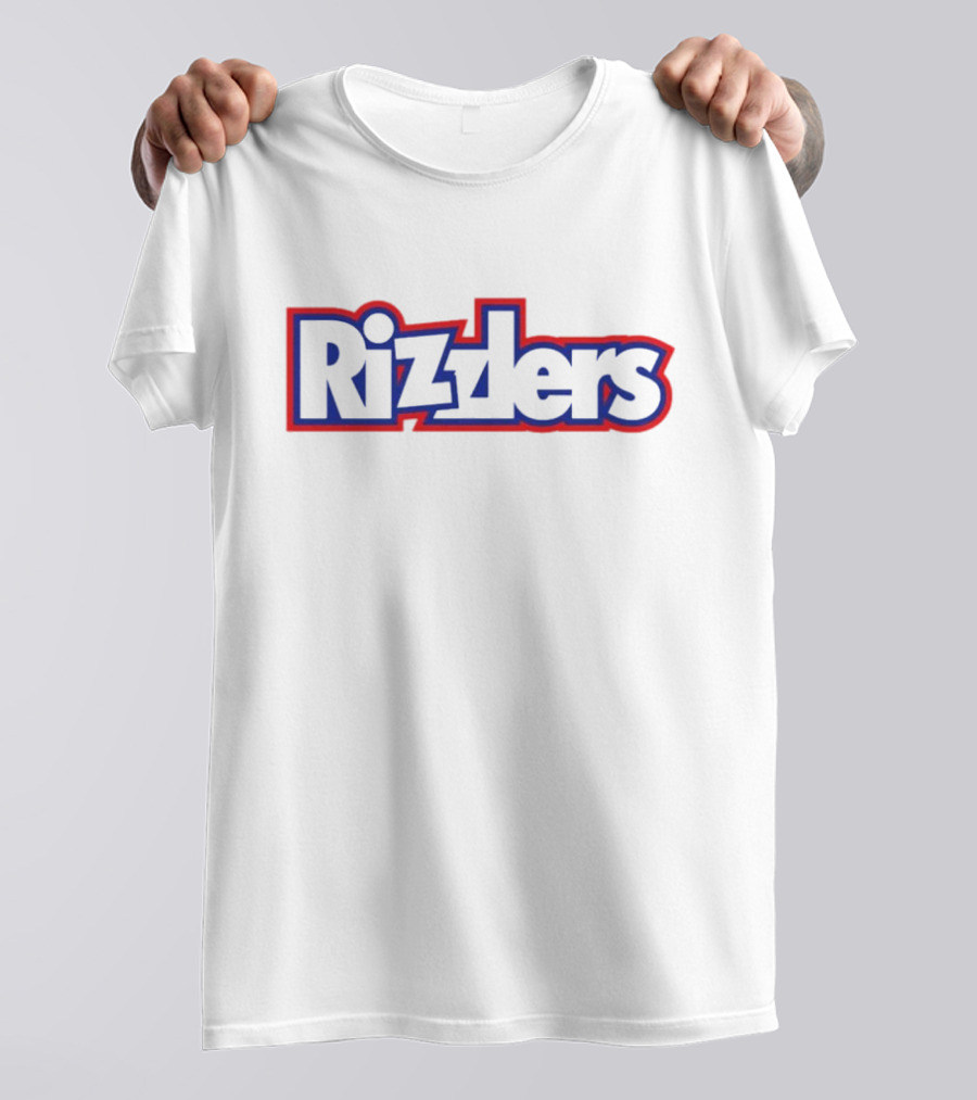 Rizzlers Bold Red And Blue Retro Font T-Shirt