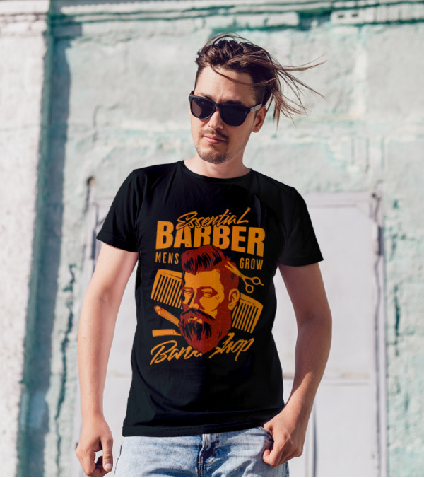 Essential Barber Mens Grow Barber Shop T-Shirt