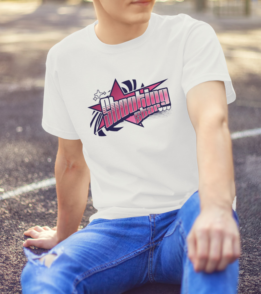 Shooting Star Pink Purple Stylized Text With Starburst Graphics T-Shirt