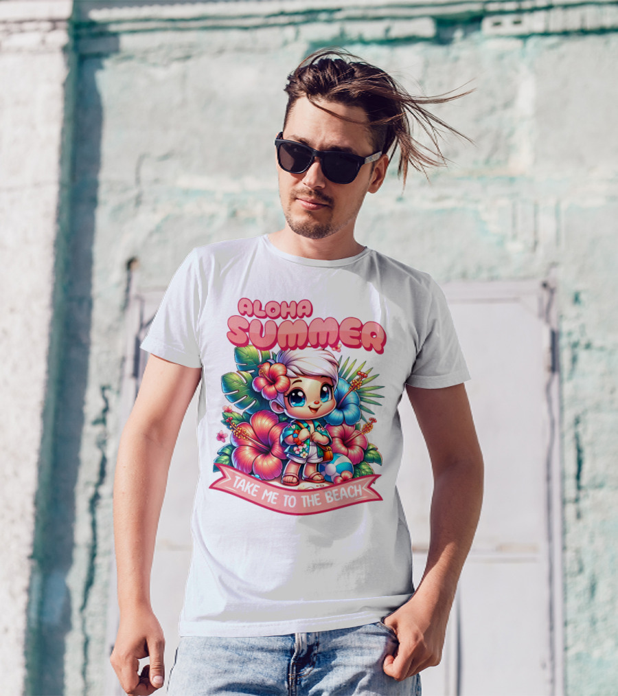 Aloha Summer Take Me To The Beach Hawaiian Tropical Cartoon T-Shirt