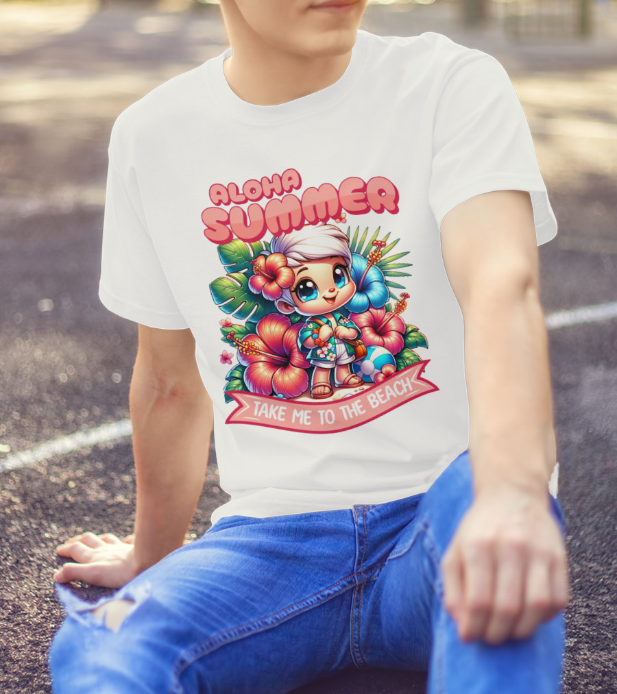 Aloha Summer Take Me To The Beach Hawaiian Tropical Cartoon T-Shirt