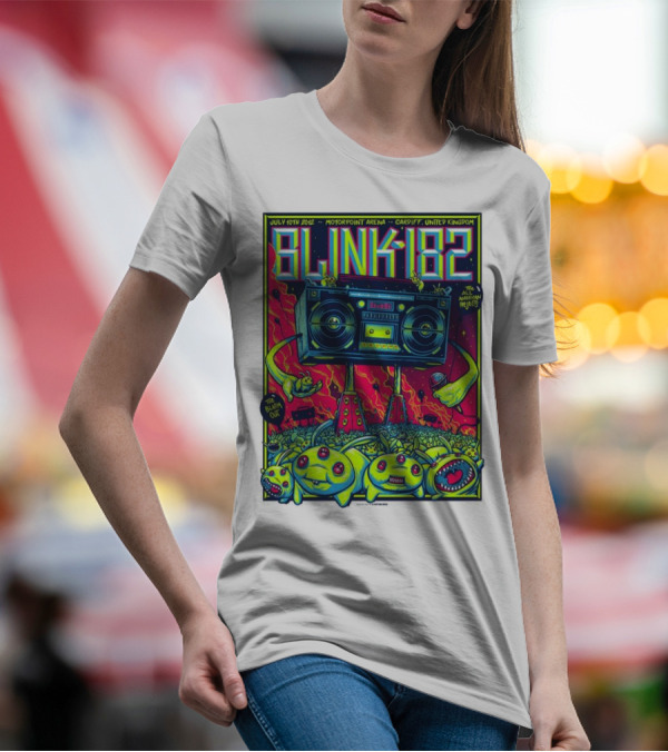 Blink-182 July 10th 2012 Motorpoint Arena Cardiff United Kingdom Boombox Alien Creature T-Shirt