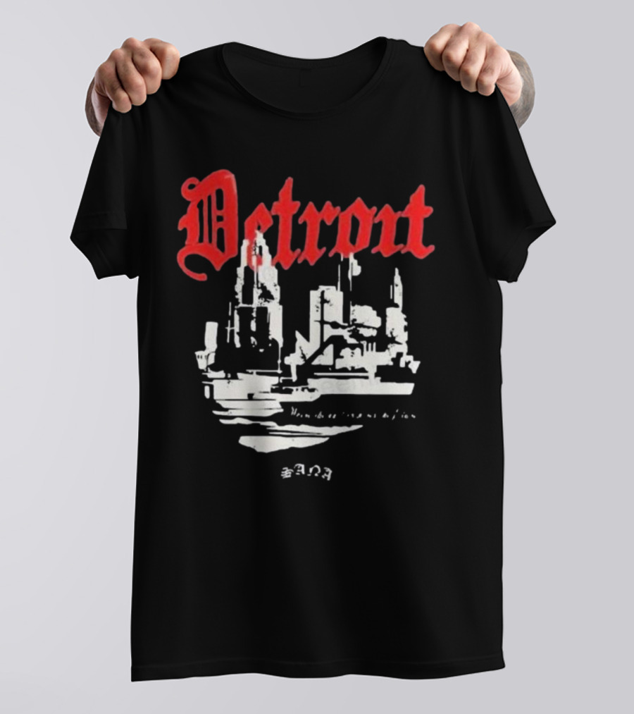 Distressed 3D Detroit Gothic Skyline T-Shirt